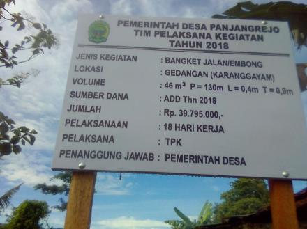 PEMBANGUNAN BANGKET / EMBONG KARANGGAYAM PEDUKUHAN GEDANGAN