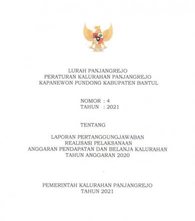 PerKal Panjangrejo No : 4 Tahun 2021 