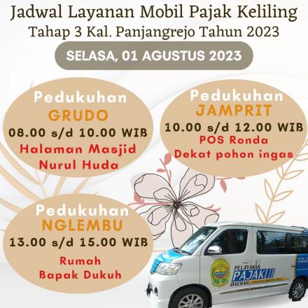 Jadwal Mobil Layanan Jemput Bola Pembayaran PBB Tahap 3 Tahun 2023