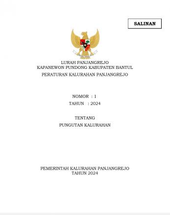 Peraturan Kalurahan Panjangrejo No 1 Tahun 2024