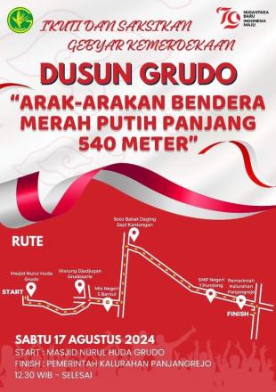 Kirab Menarik Bendera Merah Putih sepanjang 540 meter