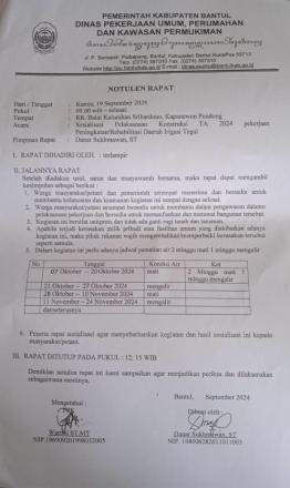 Jadwal pematian Air DI Klegen & DI Tegal Kanan