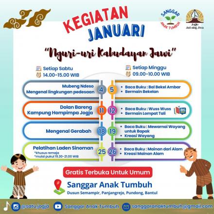 Info kegiatan sanggar anak Tumbuh Pedukuhan Semampir.