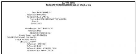 Tingkat Perkembangan Desa dan Kalurahan Semester 1