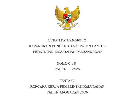 Peraturan Kalurahan Panjangrejo No 8 Tahun 2025